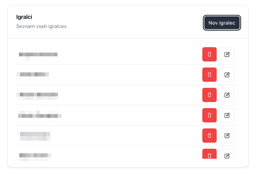 Player Management Interface